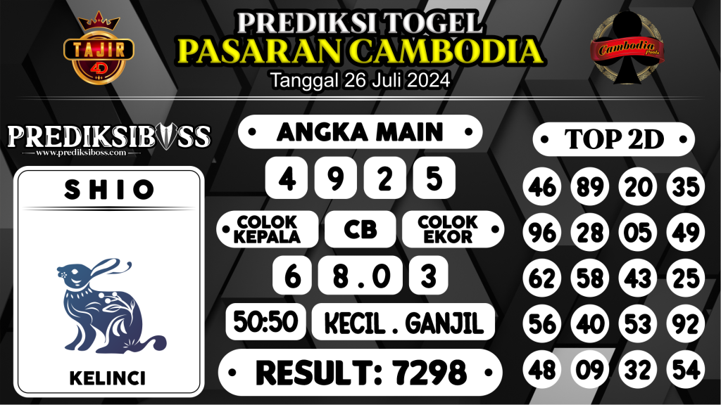 https://prediksibossbenk.com/prediksi-boss-togel-cambodia-jumat-26-juli-2024/